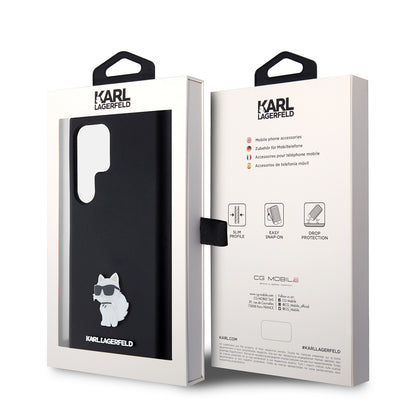 Deksel for Samsung Galaxy S23 Ultra S918, Karl Lagerfeld, Silicone Choupette, Svart