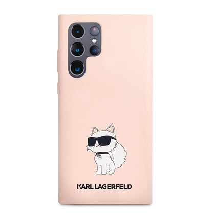 Deksel for Samsung Galaxy S23 Ultra S918, Karl Lagerfeld, Silicone Choupette, Rosa