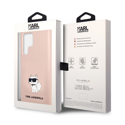 Deksel for Samsung Galaxy S23 Ultra S918, Karl Lagerfeld, Silicone Choupette, Rosa