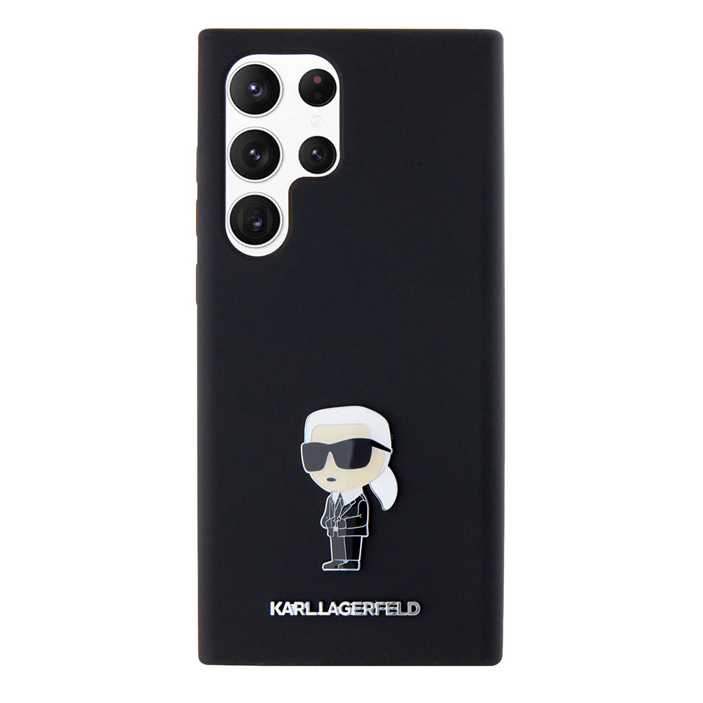 Deksel for Samsung Galaxy S23 Ultra S918, Karl Lagerfeld, Silicone Ikonik Karl Metal, Svart