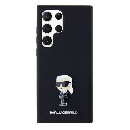 Deksel for Samsung Galaxy S23 Ultra S918, Karl Lagerfeld, Silicone Ikonik Karl Metal, Svart