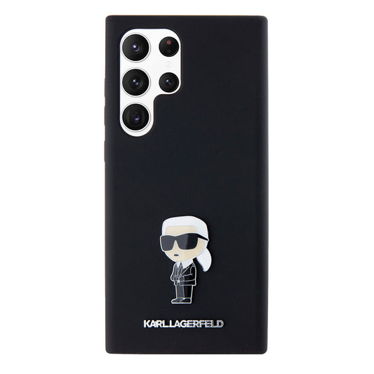Deksel for Samsung Galaxy S23 Ultra S918, Karl Lagerfeld, Silicone Ikonik Karl Metal, Svart