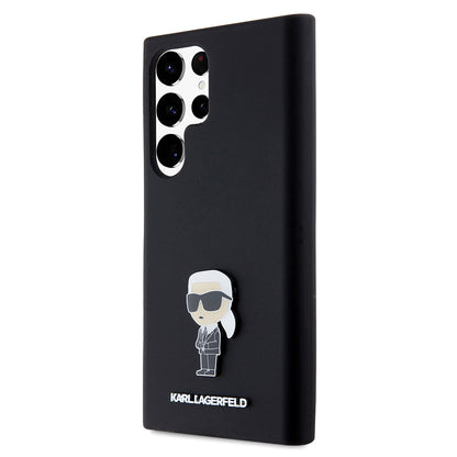 Deksel for Samsung Galaxy S23 Ultra S918, Karl Lagerfeld, Silicone Ikonik Karl Metal, Svart