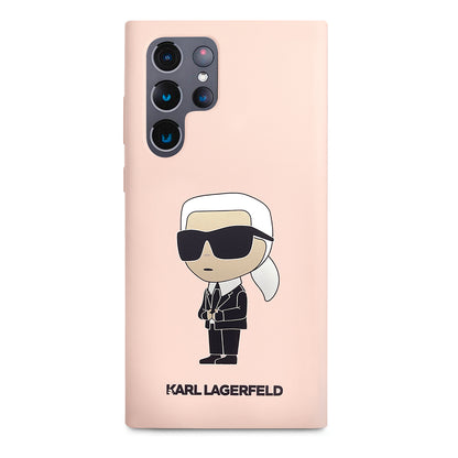 Deksel for Samsung Galaxy S23 Ultra S918, Karl Lagerfeld, Silicone Ikonik Karl, Rosa