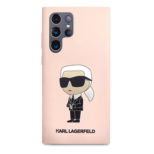 Deksel for Samsung Galaxy S23 Ultra S918, Karl Lagerfeld, Silicone Ikonik Karl, Rosa