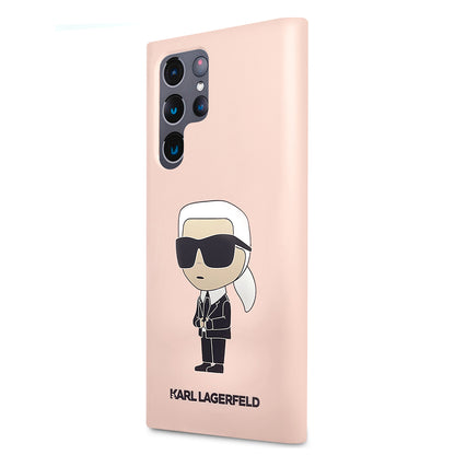 Deksel for Samsung Galaxy S23 Ultra S918, Karl Lagerfeld, Silicone Ikonik Karl, Rosa