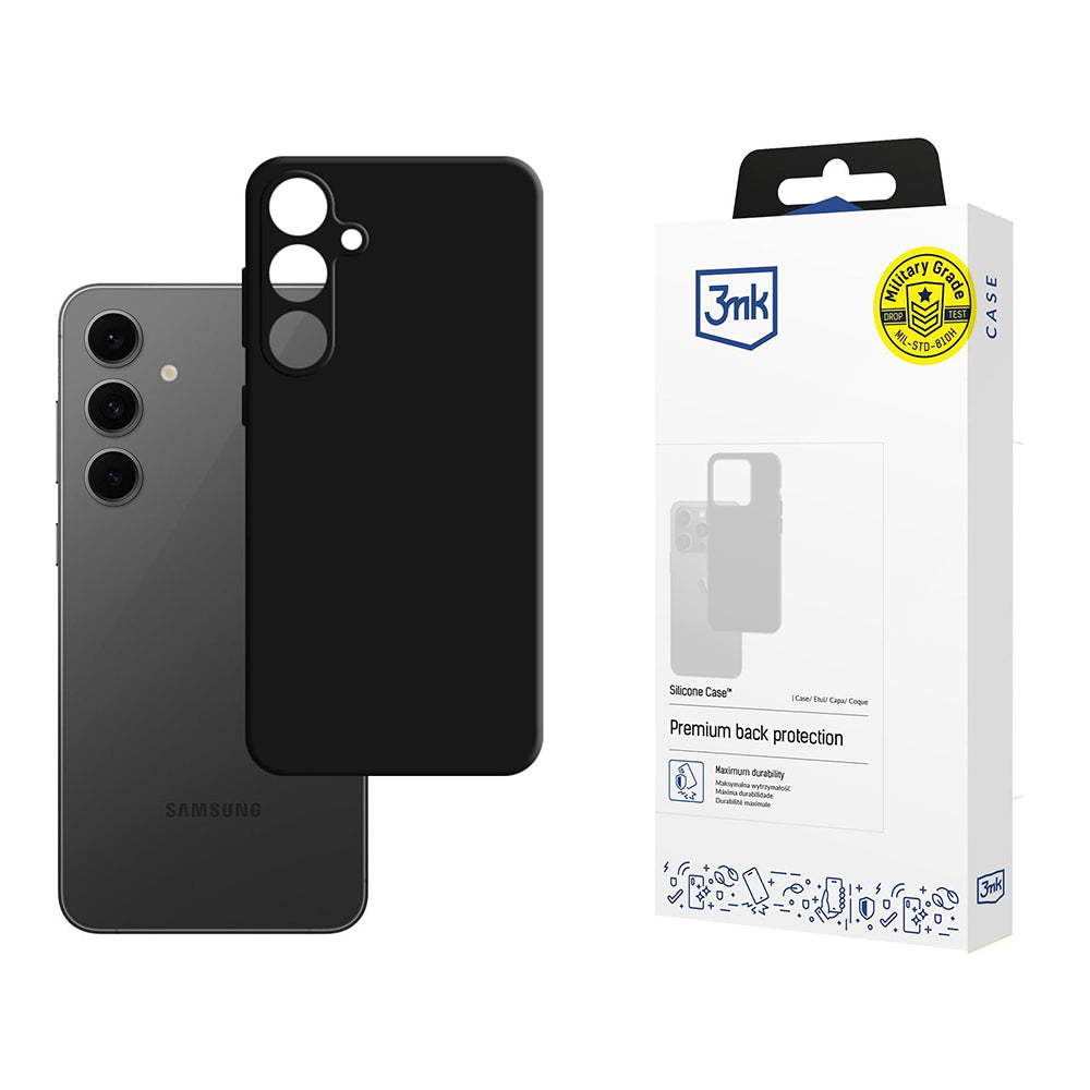 Deksel for Samsung Galaxy S24 FE S721, 3MK, silikon, svart