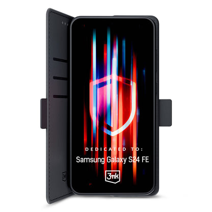 Deksel for Samsung Galaxy S24 FE S721, 3MK, Lommebok, Svart