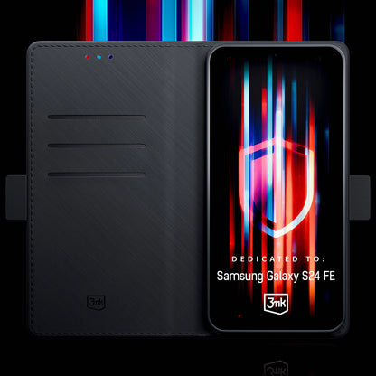 Deksel for Samsung Galaxy S24 FE S721, 3MK, Lommebok, Svart