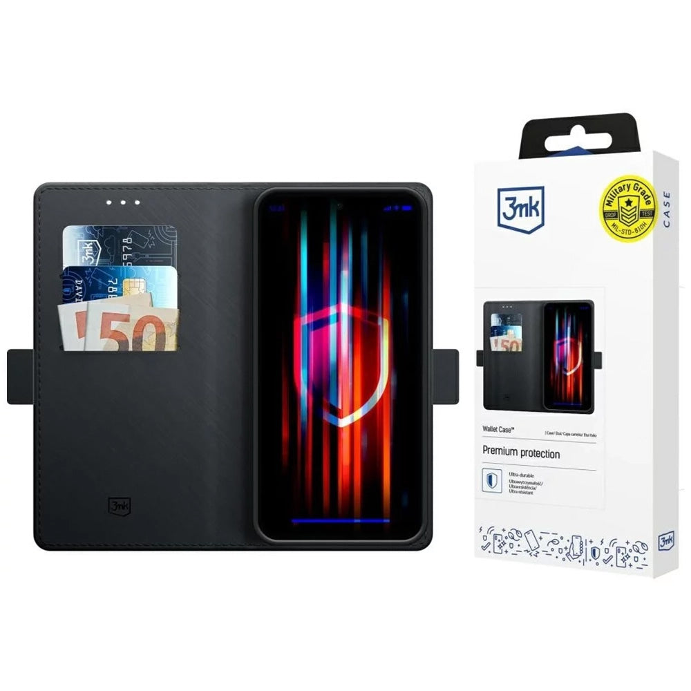 Deksel for Samsung Galaxy S24 FE S721, 3MK, Lommebok, Svart