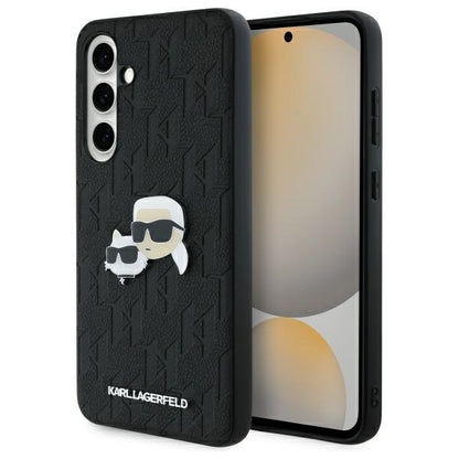 Deksel for Samsung Galaxy S24 FE S721, Karl Lagerfeld, Monogram Karl & Choupette's Heads, Svart