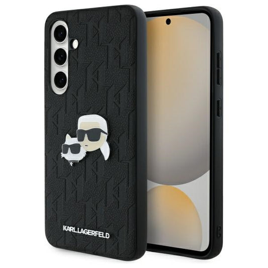 Deksel for Samsung Galaxy S24 FE S721, Karl Lagerfeld, Monogram Karl & Choupette's Heads, Svart