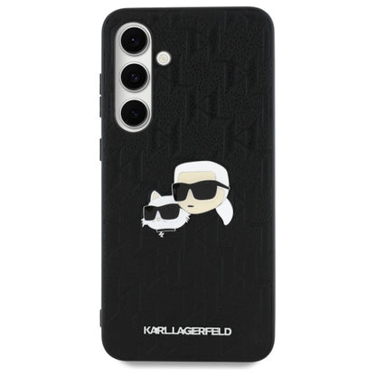 Deksel for Samsung Galaxy S24 FE S721, Karl Lagerfeld, Monogram Karl & Choupette's Heads, Svart