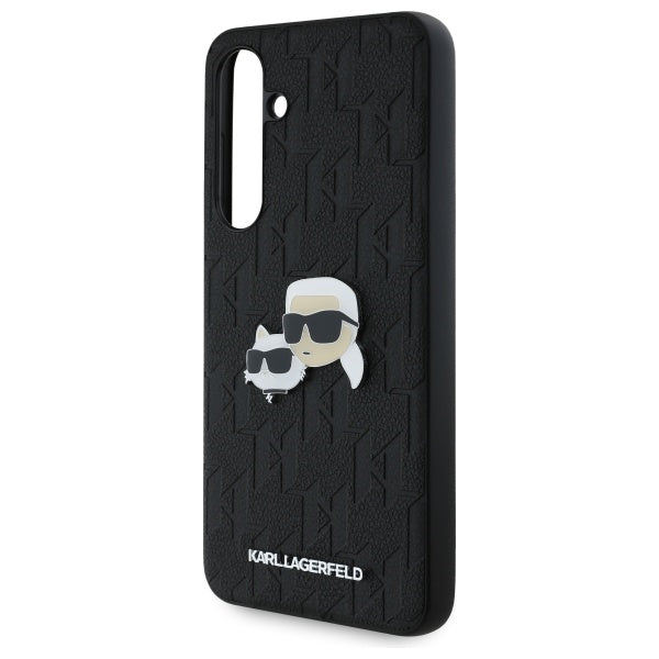 Deksel for Samsung Galaxy S24 FE S721, Karl Lagerfeld, Monogram Karl & Choupette's Heads, Svart