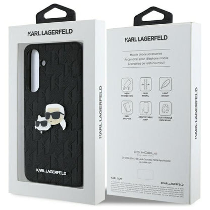 Deksel for Samsung Galaxy S24 FE S721, Karl Lagerfeld, Monogram Karl & Choupette's Heads, Svart