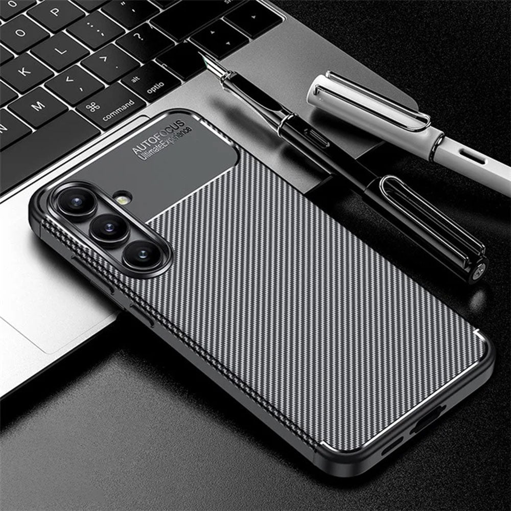 Deksel til Samsung Galaxy S24 FE S721, Techsuit, CarbonFiber, Svart