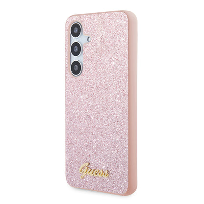 Deksel for Samsung Galaxy S24+ S926, Guess, Glitter Script, Rosa