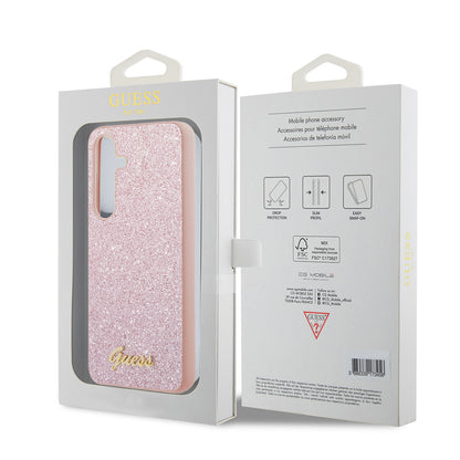 Deksel for Samsung Galaxy S24+ S926, Guess, Glitter Script, Rosa