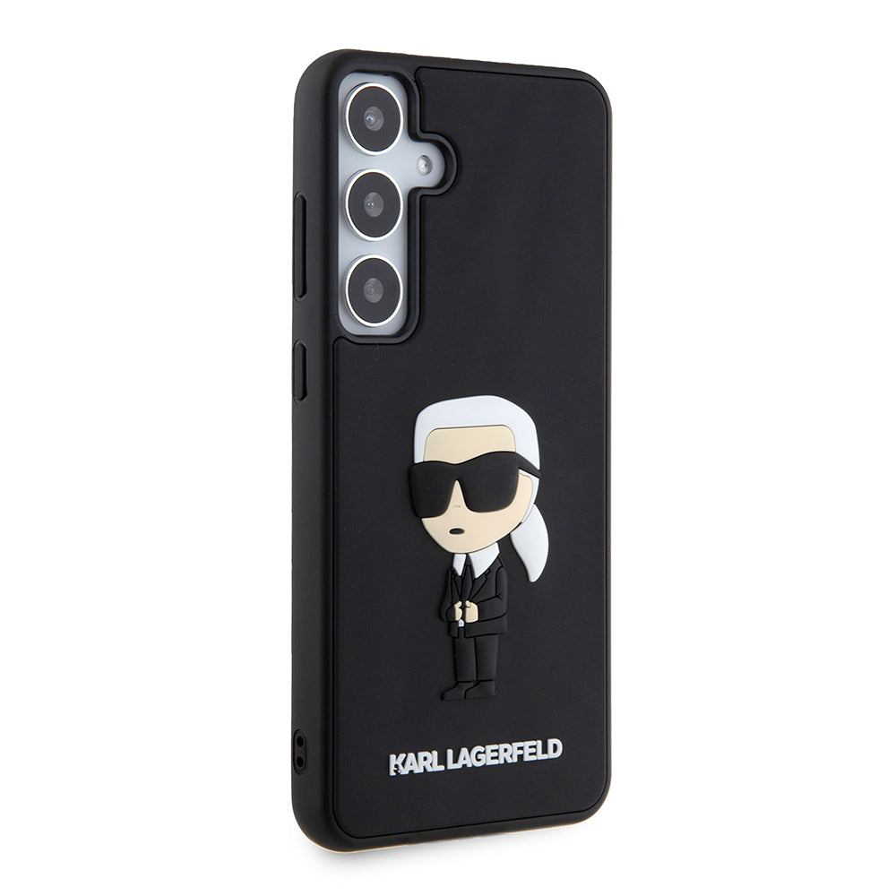 Deksel for Samsung Galaxy S24+ S926, Karl Lagerfeld, 3D Rubber Ikonik Karl, Svart