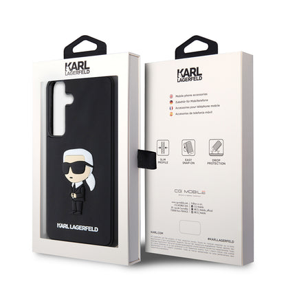 Deksel for Samsung Galaxy S24+ S926, Karl Lagerfeld, 3D Rubber Ikonik Karl, Svart