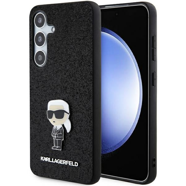 Deksel for Samsung Galaxy S24+ S926, Karl Lagerfeld, Glitter Ikonik Karl Logo, Svart
