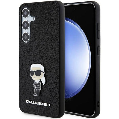 Deksel for Samsung Galaxy S24+ S926, Karl Lagerfeld, Glitter Ikonik Karl Logo, Svart