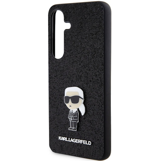 Deksel for Samsung Galaxy S24+ S926, Karl Lagerfeld, Glitter Ikonik Karl Logo, Svart