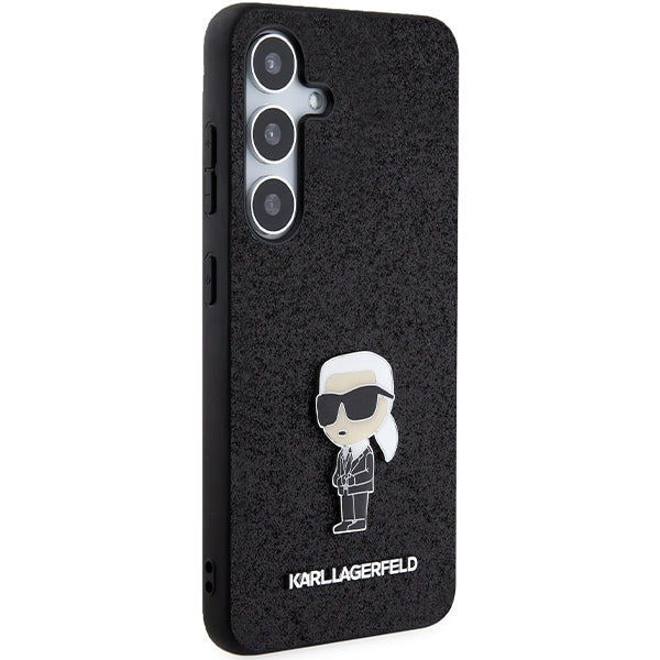 Deksel for Samsung Galaxy S24+ S926, Karl Lagerfeld, Glitter Ikonik Karl Logo, Svart
