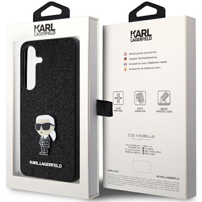 Deksel for Samsung Galaxy S24+ S926, Karl Lagerfeld, Glitter Ikonik Karl Logo, Svart