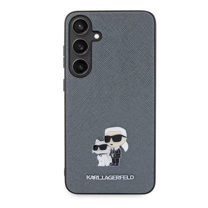 Deksel for Samsung Galaxy S24+ S926, Karl Lagerfeld, Saffiano Karl & Choupette Metal, Grå
