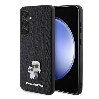 Deksel for Samsung Galaxy S24+ S926, Karl Lagerfeld, Saffiano Karl & Choupette Metal, Svart