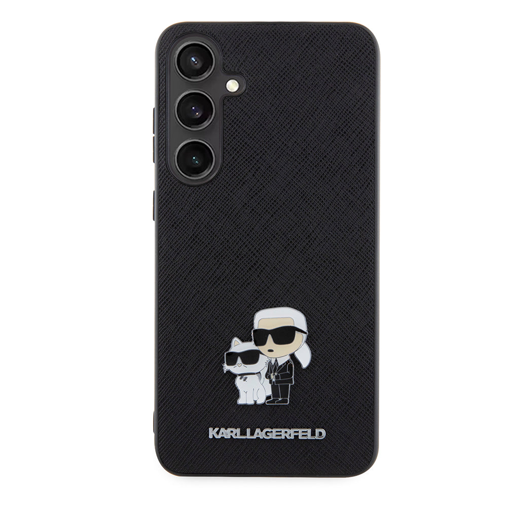 Deksel for Samsung Galaxy S24+ S926, Karl Lagerfeld, Saffiano Karl & Choupette Metal, Svart