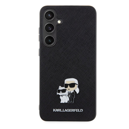 Deksel for Samsung Galaxy S24+ S926, Karl Lagerfeld, Saffiano Karl & Choupette Metal, Svart