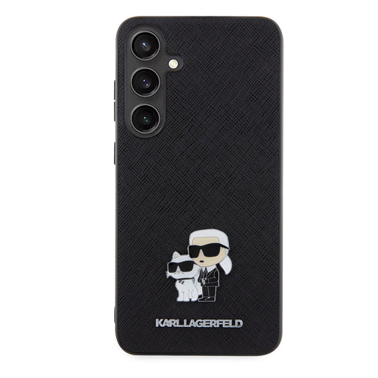Deksel for Samsung Galaxy S24+ S926, Karl Lagerfeld, Saffiano Karl & Choupette Metal, Svart