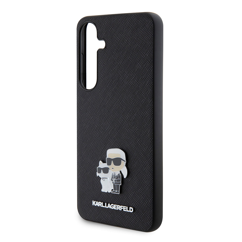 Deksel for Samsung Galaxy S24+ S926, Karl Lagerfeld, Saffiano Karl & Choupette Metal, Svart