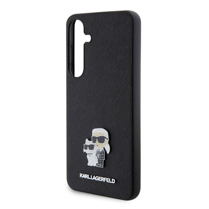 Deksel for Samsung Galaxy S24+ S926, Karl Lagerfeld, Saffiano Karl & Choupette Metal, Svart