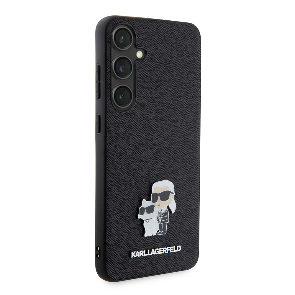 Deksel for Samsung Galaxy S24+ S926, Karl Lagerfeld, Saffiano Karl & Choupette Metal, Svart