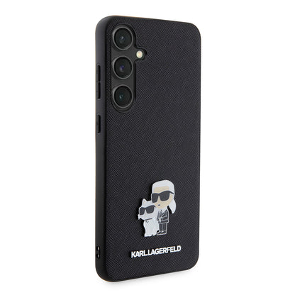 Deksel for Samsung Galaxy S24+ S926, Karl Lagerfeld, Saffiano Karl & Choupette Metal, Svart