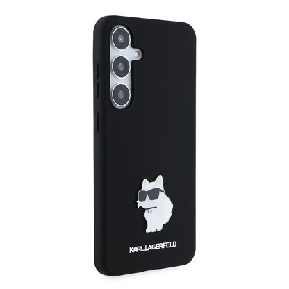Deksel for Samsung Galaxy S24+ S926, Karl Lagerfeld, Silicone Choupette Metal, Svart