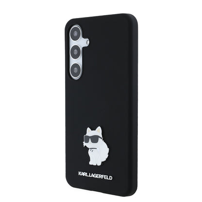 Deksel for Samsung Galaxy S24+ S926, Karl Lagerfeld, Silicone Choupette Metal, Svart