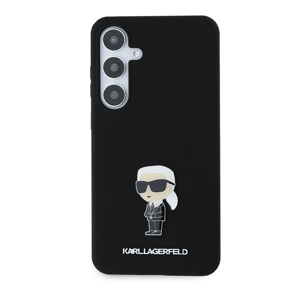 Deksel for Samsung Galaxy S24+ S926, Karl Lagerfeld, Silicone Ikonik Karl Metal, Svart
