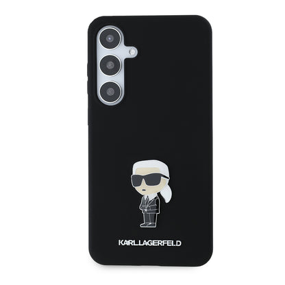 Deksel for Samsung Galaxy S24+ S926, Karl Lagerfeld, Silicone Ikonik Karl Metal, Svart