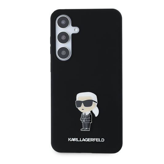 Deksel for Samsung Galaxy S24+ S926, Karl Lagerfeld, Silicone Ikonik Karl Metal, Svart