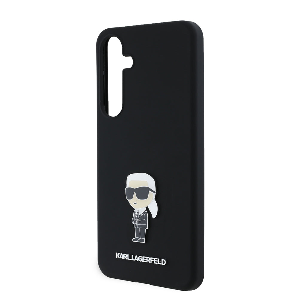 Deksel for Samsung Galaxy S24+ S926, Karl Lagerfeld, Silicone Ikonik Karl Metal, Svart