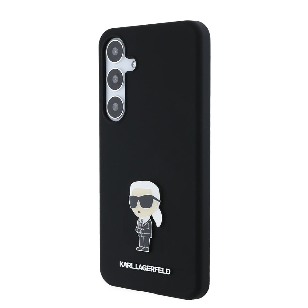 Deksel for Samsung Galaxy S24+ S926, Karl Lagerfeld, Silicone Ikonik Karl Metal, Svart