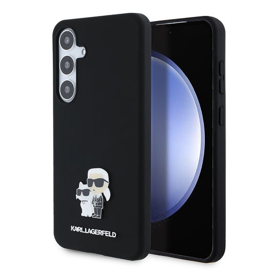 Deksel for Samsung Galaxy S24+ S926, Karl Lagerfeld, Silicone Karl & Choupette Metal, Svart