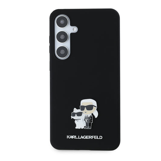 Deksel for Samsung Galaxy S24+ S926, Karl Lagerfeld, Silicone Karl & Choupette Metal, Svart