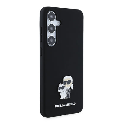 Deksel for Samsung Galaxy S24+ S926, Karl Lagerfeld, Silicone Karl & Choupette Metal, Svart