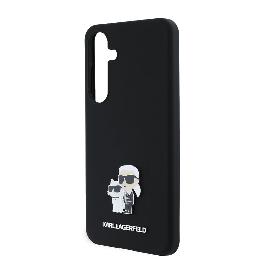 Deksel for Samsung Galaxy S24+ S926, Karl Lagerfeld, Silicone Karl & Choupette Metal, Svart