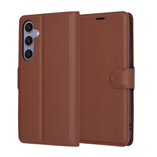 Deksel for Samsung Galaxy S24+ S926, Techsuit, Leather Folio, Brun
